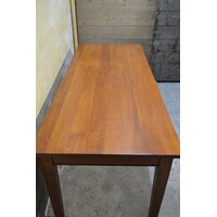 thumb-Massief eiken eettafel met 3 laden en metalen handgrepen-8