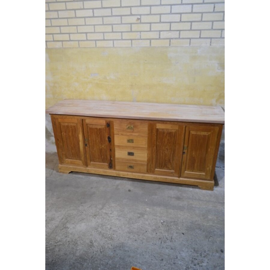 Massief teakhouten dressoir met 4 laden en 4 deuren-3