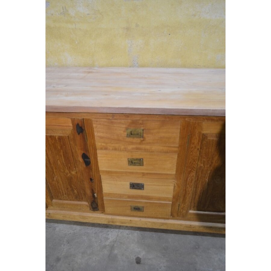 Massief teakhouten dressoir met 4 laden en 4 deuren-6