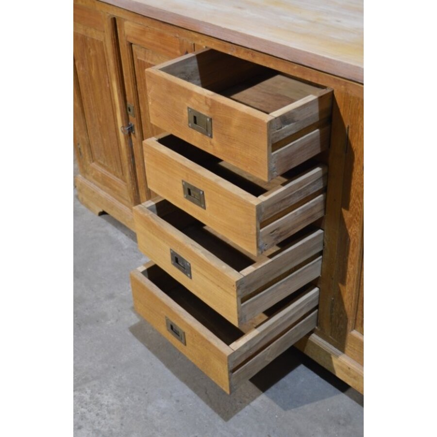 Massief teakhouten dressoir met 4 laden en 4 deuren-7