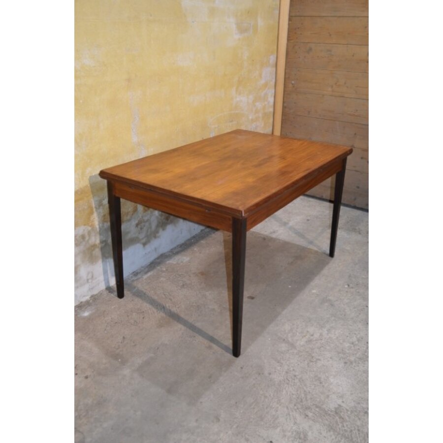 Retro teakhouten eettafel uit de jaren 60, uitschuifbaar-1