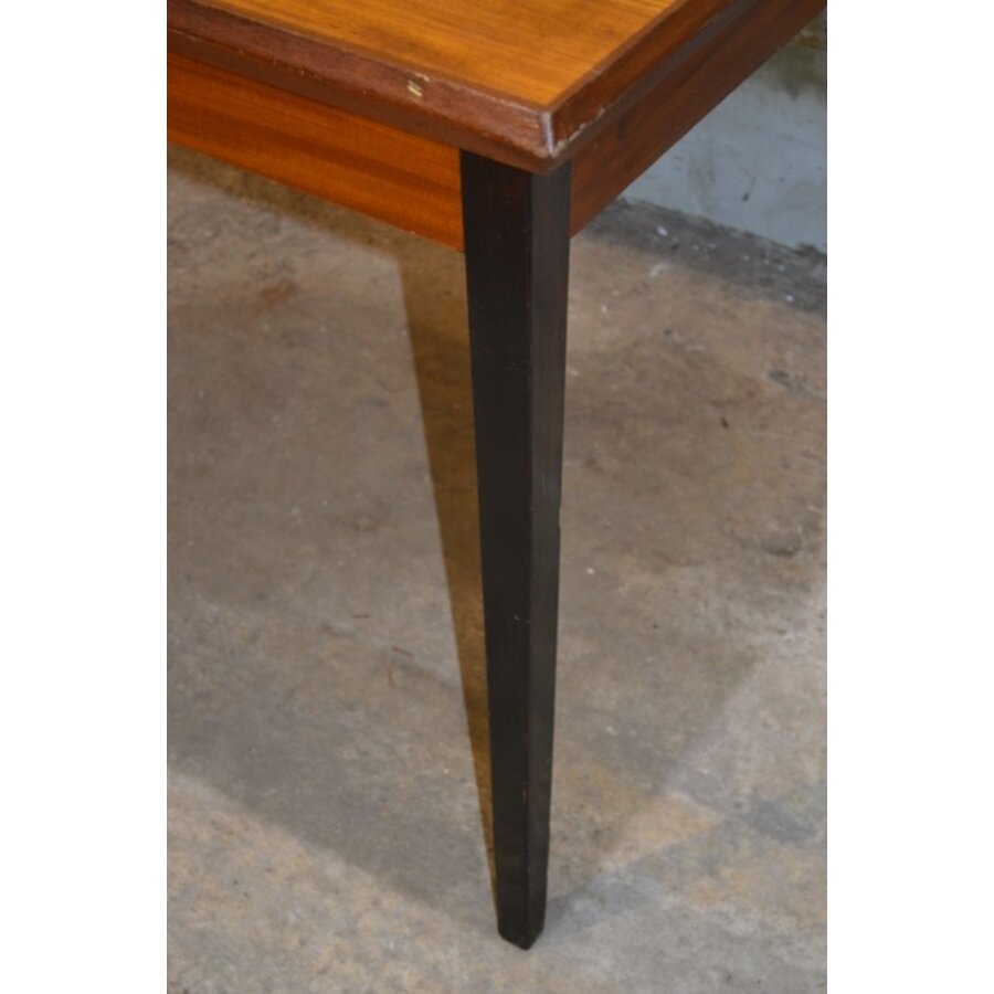 Retro teakhouten eettafel uit de jaren 60, uitschuifbaar-4