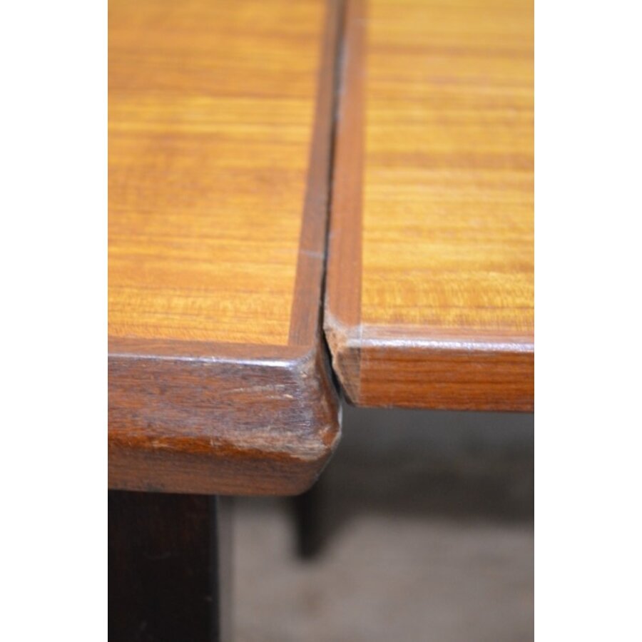Retro teakhouten eettafel uit de jaren 60, uitschuifbaar-6