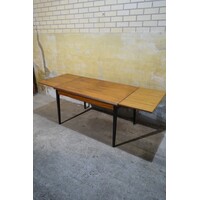 thumb-Retro teakhouten eettafel uit de jaren 60, uitschuifbaar-10
