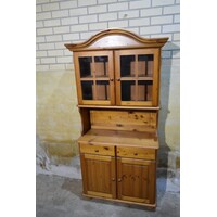 thumb-Grenen buffetkast met vitrine, 2 lades en onderkast-1