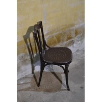 thumb-Vintage houten caféstoel met warme uitstraling-2
