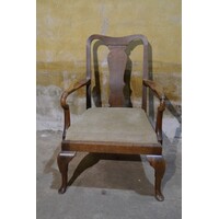 thumb-Antieke Engelse dames fauteuil van eikenhout met armleuningen-2