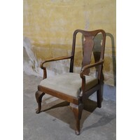 thumb-Antieke Engelse dames fauteuil van eikenhout met armleuningen-3