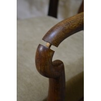 thumb-Antieke Engelse dames fauteuil van eikenhout met armleuningen-5