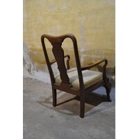 thumb-Antieke Engelse dames fauteuil van eikenhout met armleuningen-8
