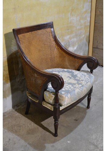 Regency mahoniehouten bergère stoel 