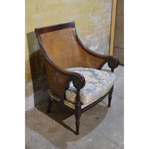 Regency mahoniehouten bergère stoel 