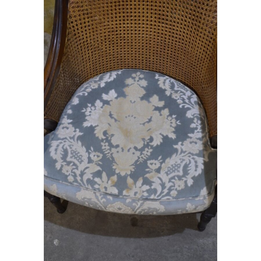 Elegante Regency mahoniehouten bergère stoel met rieten rug-4