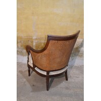 thumb-Elegante Regency mahoniehouten bergère stoel met rieten rug-7