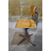 thumb-Retro kinder schoolstoeltje op metalen poot met hout-3