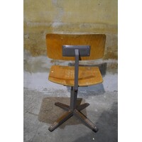 thumb-Retro kinder schoolstoeltje op metalen poot met hout-4