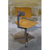 thumb-Retro kinder schoolstoeltje op metalen poot met hout-5