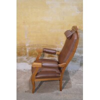 thumb-Klassieke relaxfauteuil begin 20e eeuw met verstelbare rug-3