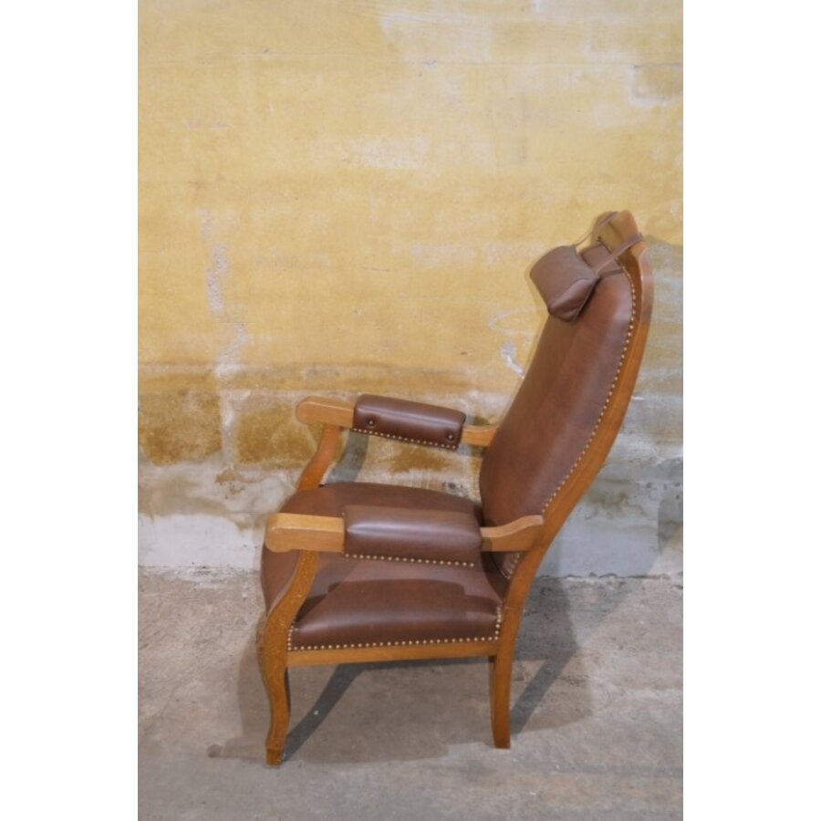 Klassieke relaxfauteuil begin 20e eeuw met verstelbare rug-3