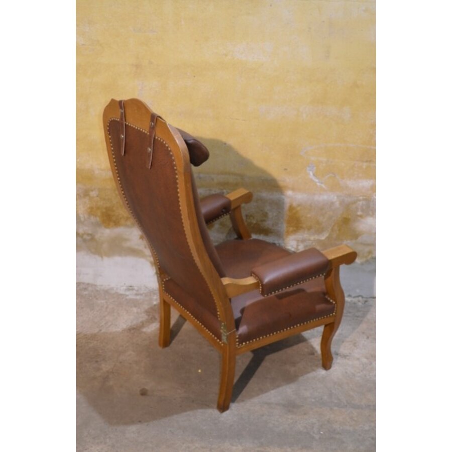 Klassieke relaxfauteuil begin 20e eeuw met verstelbare rug-5