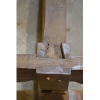 thumb-Antieke eiken lange kloostertafel met robuuste kolompoten-2