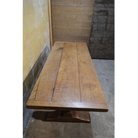 thumb-Antieke eiken lange kloostertafel met robuuste kolompoten-8