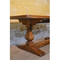 thumb-Antieke eiken lange kloostertafel met robuuste kolompoten-10