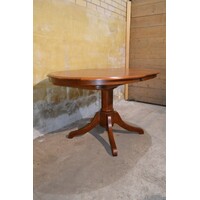 thumb-Massief eiken ovale uittrektafel in mahonie kleur-1