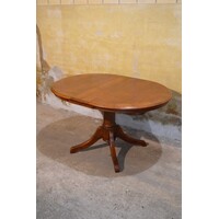 thumb-Massief eiken ovale uittrektafel in mahonie kleur-3