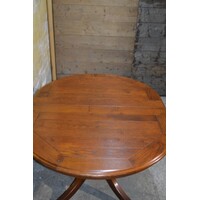 thumb-Massief eiken ovale uittrektafel in mahonie kleur-4