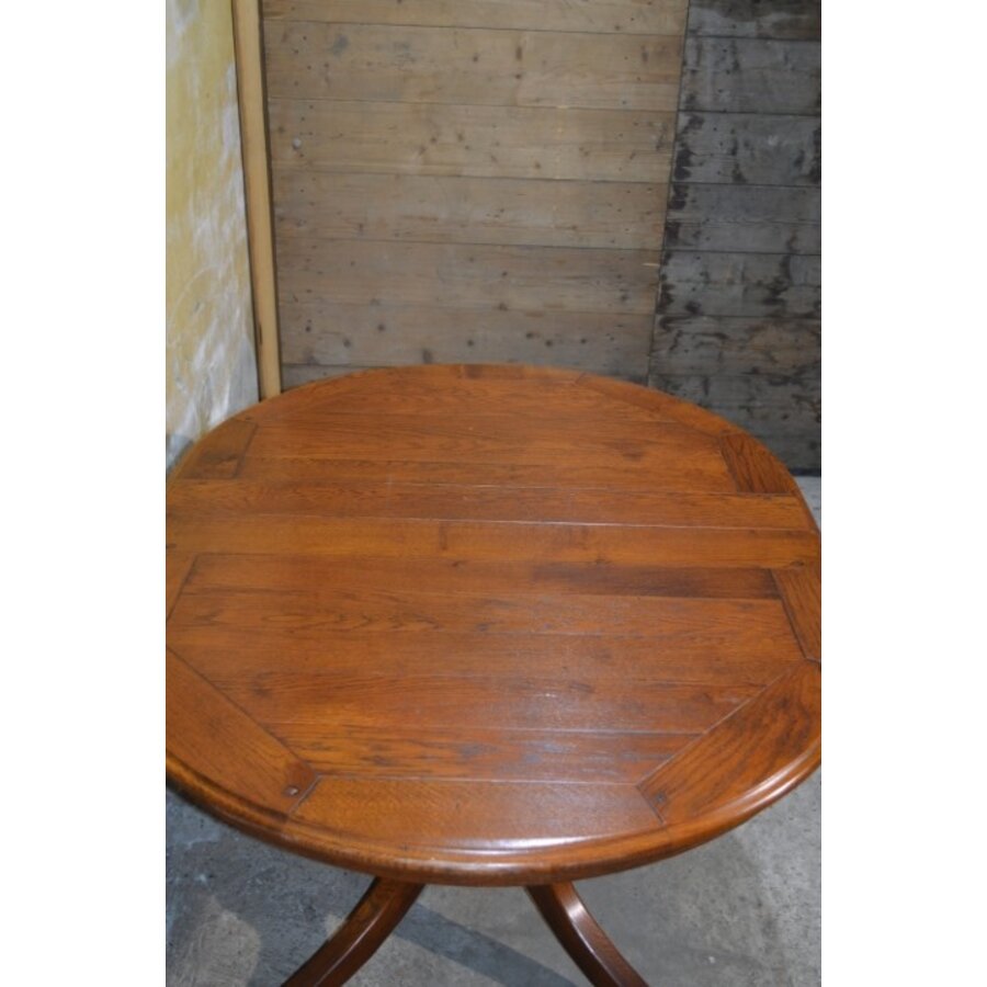 Massief eiken ovale uittrektafel in mahonie kleur-4