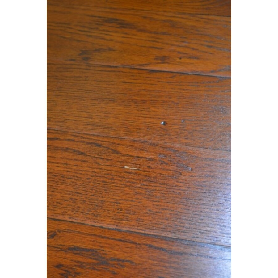 Massief eiken ovale uittrektafel in mahonie kleur-5