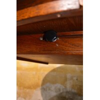 thumb-Massief eiken ovale uittrektafel in mahonie kleur-7