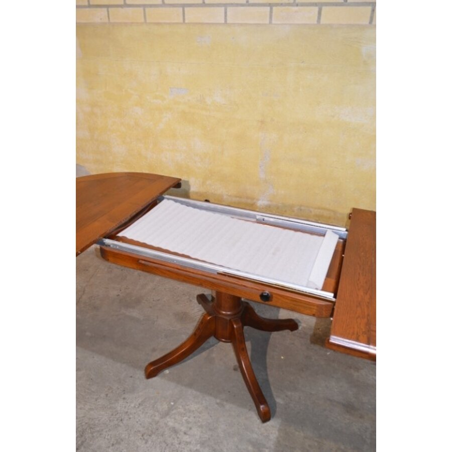 Massief eiken ovale uittrektafel in mahonie kleur-8