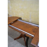 thumb-Massief eiken ovale uittrektafel in mahonie kleur-9