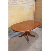 thumb-Massief eiken ovale uittrektafel in mahonie kleur-10