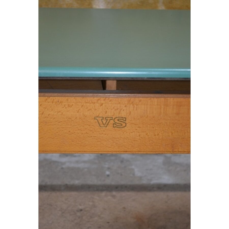 Retro schooltafel VS voor twee kinderen met beuken onderstel-7