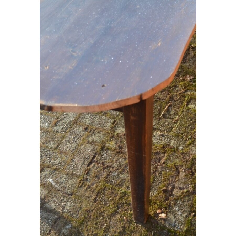 Grote oude grenen tafel van bijna 3 meter met zes poten-3