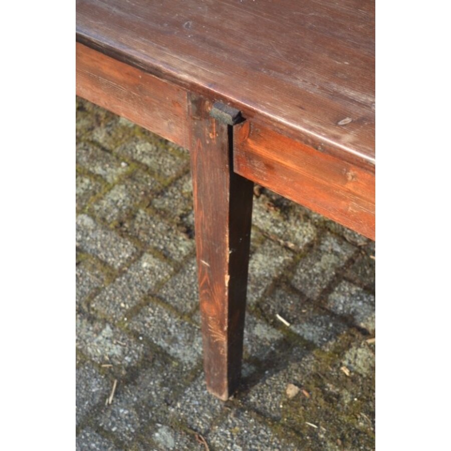 Grote oude grenen tafel van bijna 3 meter met zes poten-4