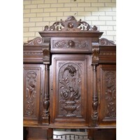 thumb-Authentieke Haagse kast driedelig met houtsnijwerk en laden-6