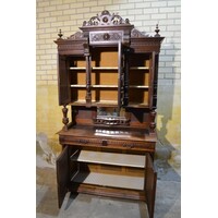 thumb-Authentieke Haagse kast driedelig met houtsnijwerk en laden-9