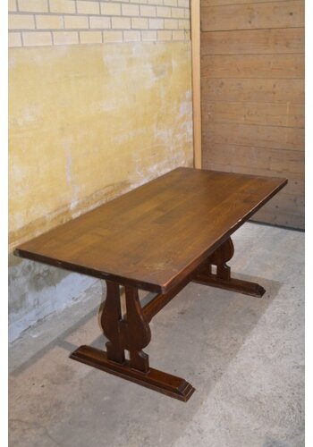 Donker eiken kloostertafel 