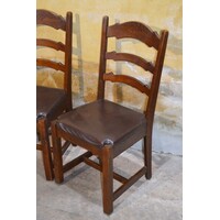 thumb-Set van 3 eiken stoelen met donker houten frame en leren zitting-3