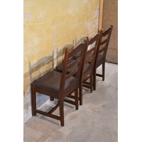 thumb-Set van 3 eiken stoelen met donker houten frame en leren zitting-7