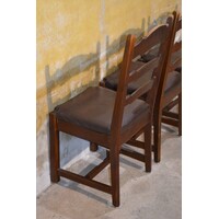 thumb-Set van 3 eiken stoelen met donker houten frame en leren zitting-8