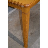 thumb-Massief eiken eettafel blank met lade, tweedehands vintage-2