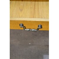 thumb-Massief eiken eettafel blank met lade, tweedehands vintage-5