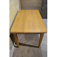 thumb-Massief eiken eettafel blank met lade, tweedehands vintage-6