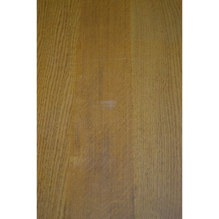 Massief eiken eettafel blank met lade, tweedehands vintage-7