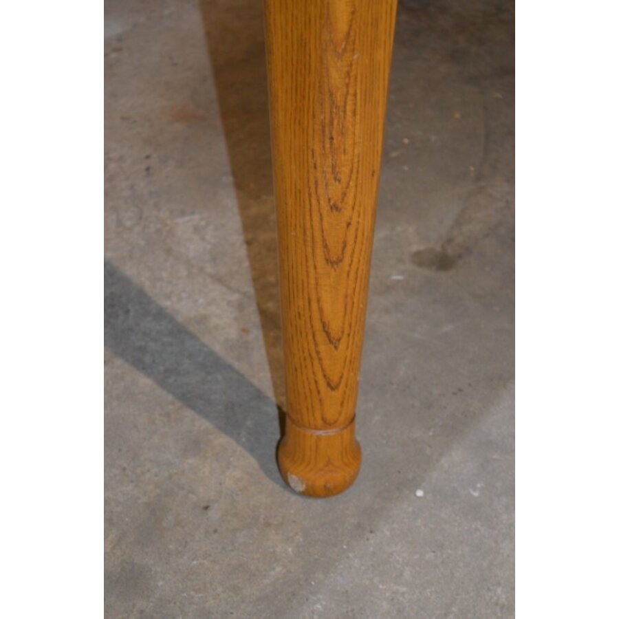 Massief eiken eettafel blank met lade, tweedehands vintage-8